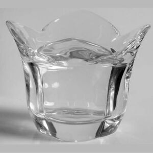 Vintage Federal Glass Petal Clear Single Light Candlestick Votive Holder